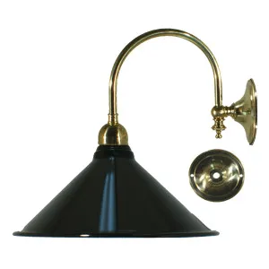 Luke Wall Light Polished Brass with Edwardian 250mm Black Metal Shade by Lighting Inspirations, a Pendant Lighting for sale on Style Sourcebook