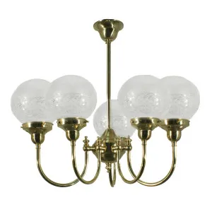 Luke 5 Light Pendant Polished Brass with Sheffield 6'' by Lighting Inspirations, a Pendant Lighting for sale on Style Sourcebook