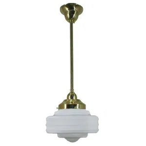 Detroit 8'' Opal Matte on Rod Set 1/2'' x 1/2m, Polished Brass by Lighting Inspirations, a Pendant Lighting for sale on Style Sourcebook
