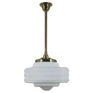 Detroit 14'' Opal Matte on Rod Set 3/4" x 1/2m, Polished Brass by Lighting Inspirations, a Pendant Lighting for sale on Style Sourcebook