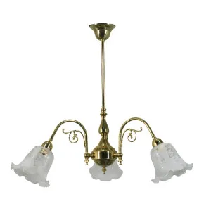 Victoriana 3 Light Pendant Polished Brass with 5008 29mm Frost Etched Shades by Lighting Inspirations, a Pendant Lighting for sale on Style Sourcebook