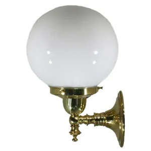 Koscina Wall Light with 6" Opal Gloss Sphere, Polished Brass by Lighting Inspirations, a Pendant Lighting for sale on Style Sourcebook