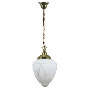 Empire 8'' Opal Matte on Single Chain Suspension, Polished Brass by Lighting Inspirations, a Pendant Lighting for sale on Style Sourcebook