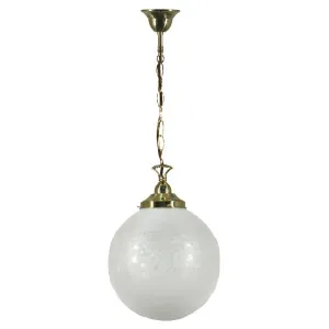 Sheffield 10" Frost Etch Shade on Chain Suspension, Polished Brass by Lighting Inspirations, a Pendant Lighting for sale on Style Sourcebook