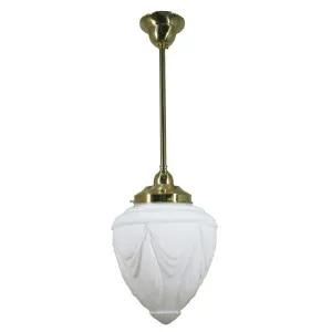 Empire 8'' Opal Matte on Rod Set 1/2'' x 1/2m, Polished Brass by Lighting Inspirations, a Pendant Lighting for sale on Style Sourcebook