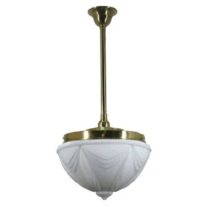 Empire 14'' Opal Matte on Rod Set 3/4'' x 1/2m, Polished Brass by Lighting Inspirations, a Pendant Lighting for sale on Style Sourcebook