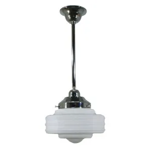 Detroit 8'' Opal Matt On Rod Set 1/2'' x 1/2m, Chrome by Lighting Inspirations, a Pendant Lighting for sale on Style Sourcebook