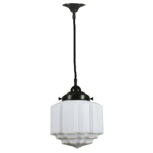 St Kilda 8'' Opal Matte on Cloth Cord Suspension, Patina by Lighting Inspirations, a Pendant Lighting for sale on Style Sourcebook