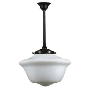 Victorian Schoolhouse 16'' Opal Matte on Rod Set 3/4'' x 1/2m, Patina by Lighting Inspirations, a Pendant Lighting for sale on Style Sourcebook