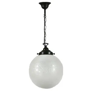 Sheffield 10" Frost Etch Shade on Chain Suspension, Patina by Lighting Inspirations, a Pendant Lighting for sale on Style Sourcebook