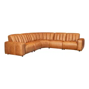 Lomond 5 Seat Corner Leather Sofa with 4 Electric Recliners, Hazelnut Tan by Schots, a Sofas for sale on Style Sourcebook