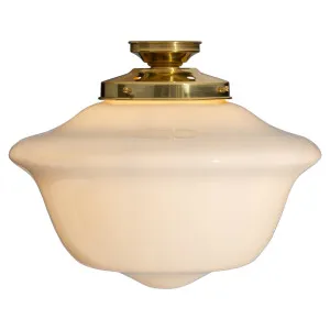 Victorian Schoolhouse 16" Opal Gloss Glass Batten Fix, Polished Brass by Lighting Inspirations, a Pendant Lighting for sale on Style Sourcebook