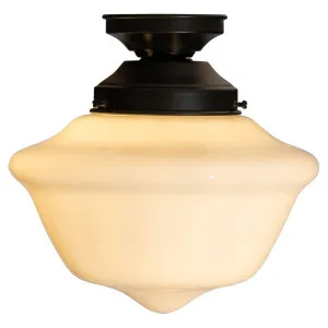 Victorian Schoolhouse 9" Opal Gloss Glass Batten Fix, Patina by Lighting Inspirations, a Pendant Lighting for sale on Style Sourcebook