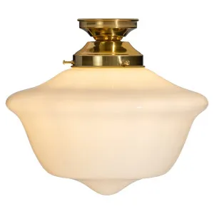 Victorian Schoolhouse 12" Opal Gloss Glass Batten Fix, Polished Brass by Lighting Inspirations, a Pendant Lighting for sale on Style Sourcebook