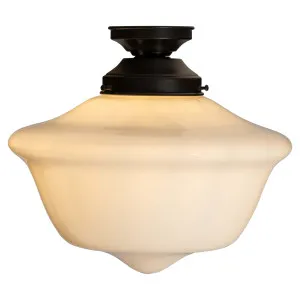 Victorian Schoolhouse 12" Opal Gloss Glass Batten Fix, Patina by Lighting Inspirations, a Pendant Lighting for sale on Style Sourcebook