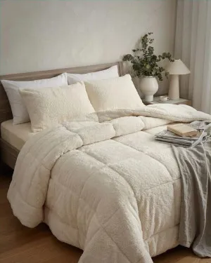 Ivory Snuggle Fleece King Size Comforter Set (Washed Sample) by null, a Quilts & Bedspreads for sale on Style Sourcebook