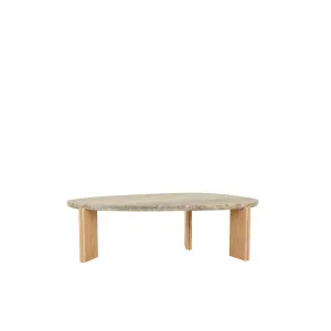 Ray Marble Crest Coffee Table - Satin Grey Travertine - Natural Ash by GlobeWest, a Coffee Table for sale on Style Sourcebook