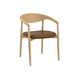 Tribio Dining Armchair - Pecan Leather - Blonde Oak by GlobeWest, a Chairs for sale on Style Sourcebook