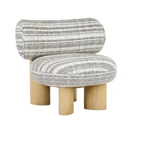 Arturo Timber Leg Occasional Chair - Greige Stripe - Natural Mindi by GlobeWest, a Chairs for sale on Style Sourcebook