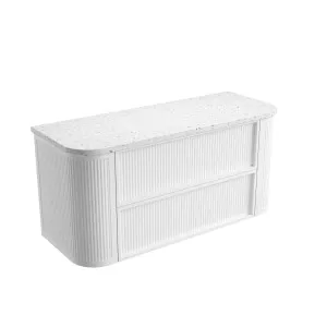 Ramee Fluted Wall Hung 1200mm Matte White Cabinet - Flat Stone Top, Snow by Aulic, a Vanities for sale on Style Sourcebook