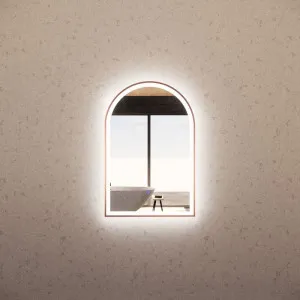 Brushed Copper Framed Arch LED Mirror by Aquaperla, a Illuminated Mirrors for sale on Style Sourcebook