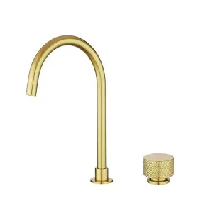 Moon Split Type Basin Mixer Light Brushed Brass by Aquaperla, a Bathroom Taps & Mixers for sale on Style Sourcebook