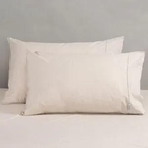 Vintage Pillowcase Pair - Softwash Cotton, Spiced Plum Melange - Canningvale by Canningvale, a Sheets for sale on Style Sourcebook