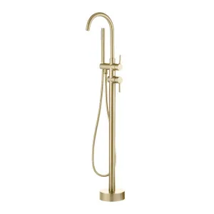 Round Freestanding Bath Mixer Light Brushed Brass by Aquaperla, a Bathroom Taps & Mixers for sale on Style Sourcebook