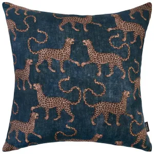 Samburu Dark Blue Square Linen Cushion - 50x50cm by Urban Road, a Cushions, Decorative Pillows for sale on Style Sourcebook