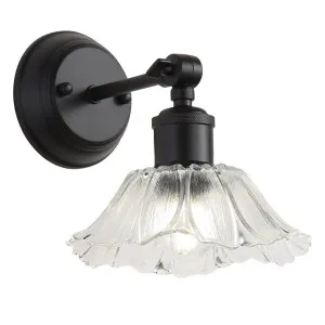 Oriel Lighting Fleur Sculptural Vintage Clear Glass Wall Light - Black and Clear by Oriel Lighting, a Wall Lighting for sale on Style Sourcebook