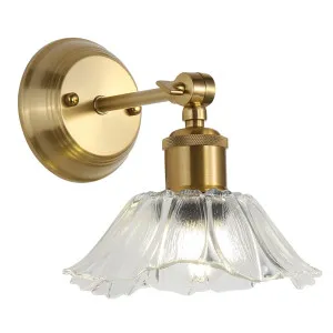 Oriel Lighting Fleur Sculptural Vintage Clear Glass Wall Light - Satin Brass and Clear by Oriel Lighting, a Wall Lighting for sale on Style Sourcebook