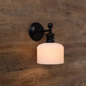 Oriel Lighting Minka Modern Ribbed Glass Wall Light - Black by Oriel Lighting, a Wall Lighting for sale on Style Sourcebook