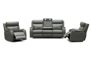 Langford Leather Recliner Suite Light Grey 809 by Focus On Furniture, a Sofas for sale on Style Sourcebook