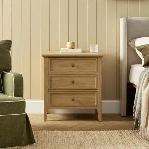 Ambrose Three Drawer Bedside Table - Natural - Mocka by Mocka., a Dressers & Chests of Drawers for sale on Style Sourcebook