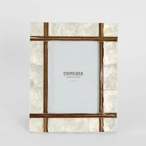 Raya White Shell & Bamboo 5x7 Photo Frame by OneWorld Collection, a Prints for sale on Style Sourcebook