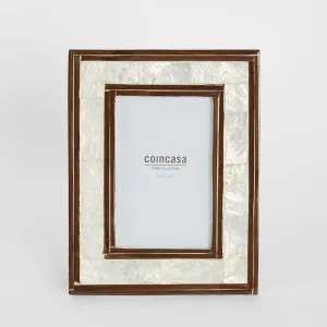 Raya White Shell & Bamboo 4x6 Photo Frame by OneWorld Collection, a Prints for sale on Style Sourcebook