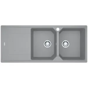 Franke Urban Fragranite Stone Grey Topmount Double Bowl Sink with Left Hand Drainer by Franke, a Kitchen Sinks for sale on Style Sourcebook