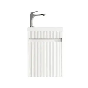 Otti Mini Ensuite Vanity 400mm Matte White Fluted Vanity (with Basin) by Otti, a Vanities for sale on Style Sourcebook