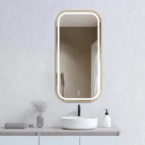 Otti LED Newport 900(H)x450(W) Gold Metal Frame Mirror Soft Square by Otti, a Vanity Mirrors for sale on Style Sourcebook