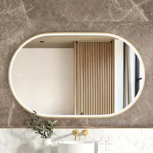 Otti LED Noosa 1200(W)x750(H) Gold Metal Frame Tuffi Mirror by Otti, a Vanity Mirrors for sale on Style Sourcebook