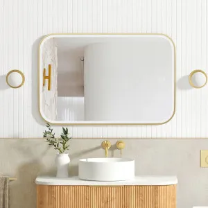 Otti LED Newport 900(H)x600(W) Gold Metal Frame Tuffi Mirror by Otti, a Vanity Mirrors for sale on Style Sourcebook