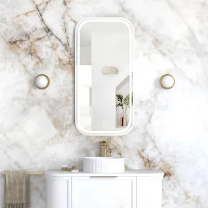 Otti LED Newport 900(H)x450(W) White Metal Frame Tuffi Mirror by Otti, a Vanity Mirrors for sale on Style Sourcebook