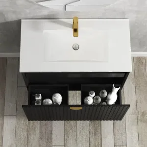 Otti Marlo Wall Hung Vanity Matte Black by Otti, a Vanities for sale on Style Sourcebook