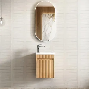 Otti Mini Ensuite Vanity 400mm Woodland Oak Fluted Vanity (with Basin) by Otti, a Vanities for sale on Style Sourcebook
