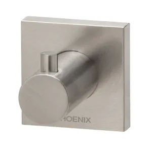 Phoenix Radii Robe Hook Square Plate Brushed Nickel by PHOENIX, a Shelves & Hooks for sale on Style Sourcebook