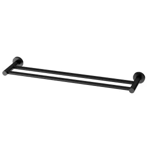 Phoenix Radii Double Towel Rail 600mm Round Plate Matte Black by PHOENIX, a Towel Rails for sale on Style Sourcebook