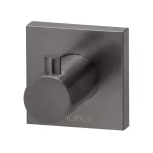 Phoenix Radii Robe Hook Square Plate Brushed Carbon by PHOENIX, a Shelves & Hooks for sale on Style Sourcebook