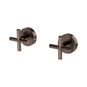 Phoenix Vivid Slimline Plus Wall Top Assemblies 15mm Extended Spindles Brushed Bronze by PHOENIX, a Bathroom Taps & Mixers for sale on Style Sourcebook