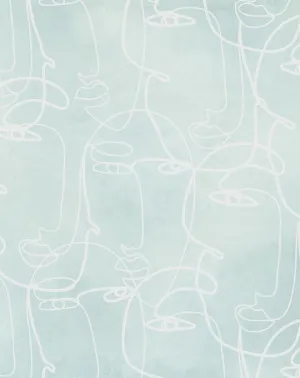 Faces in Seafoam Wallpaper by oliveetoriel.com, a Wallpaper for sale on Style Sourcebook