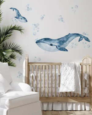 Whales & Bubbles Decal Set by oliveetoriel.com, a Wallpaper for sale on Style Sourcebook